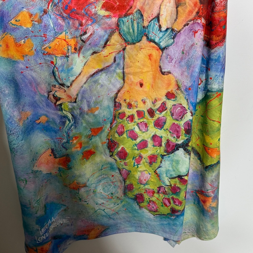 Leoma Lovegrove Mermaid Print Art to Wear Swim Cover- Up Dress- Never Worn - Picture 13 of 17